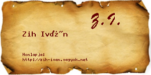 Zih Iván névjegykártya